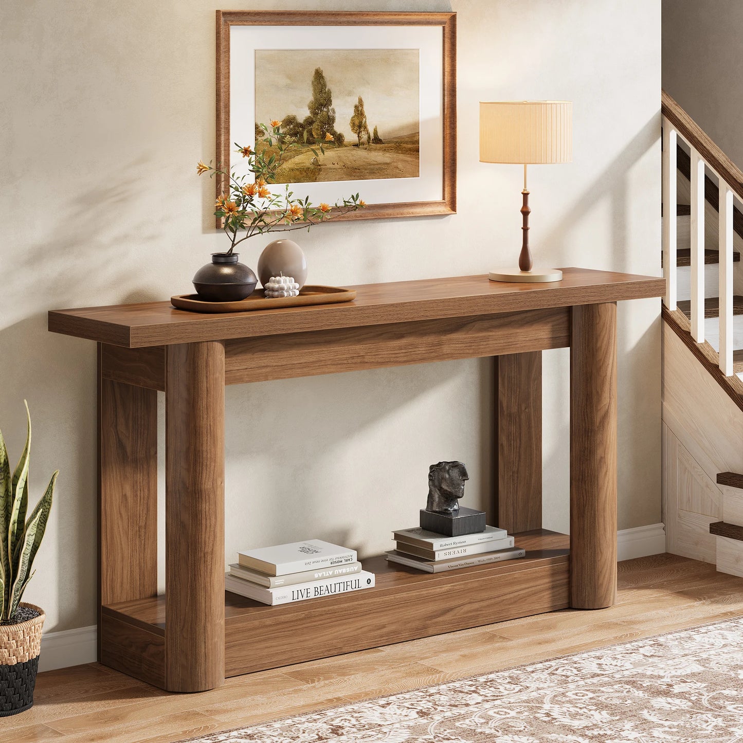Console Christophe — métal, rangement intégré, 2 niveaux
