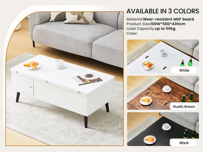 Convertible Coffee Table with Lifting Top, Retractable Living Room Table, Wooden Sofa Side Table with Hidden Storage Space