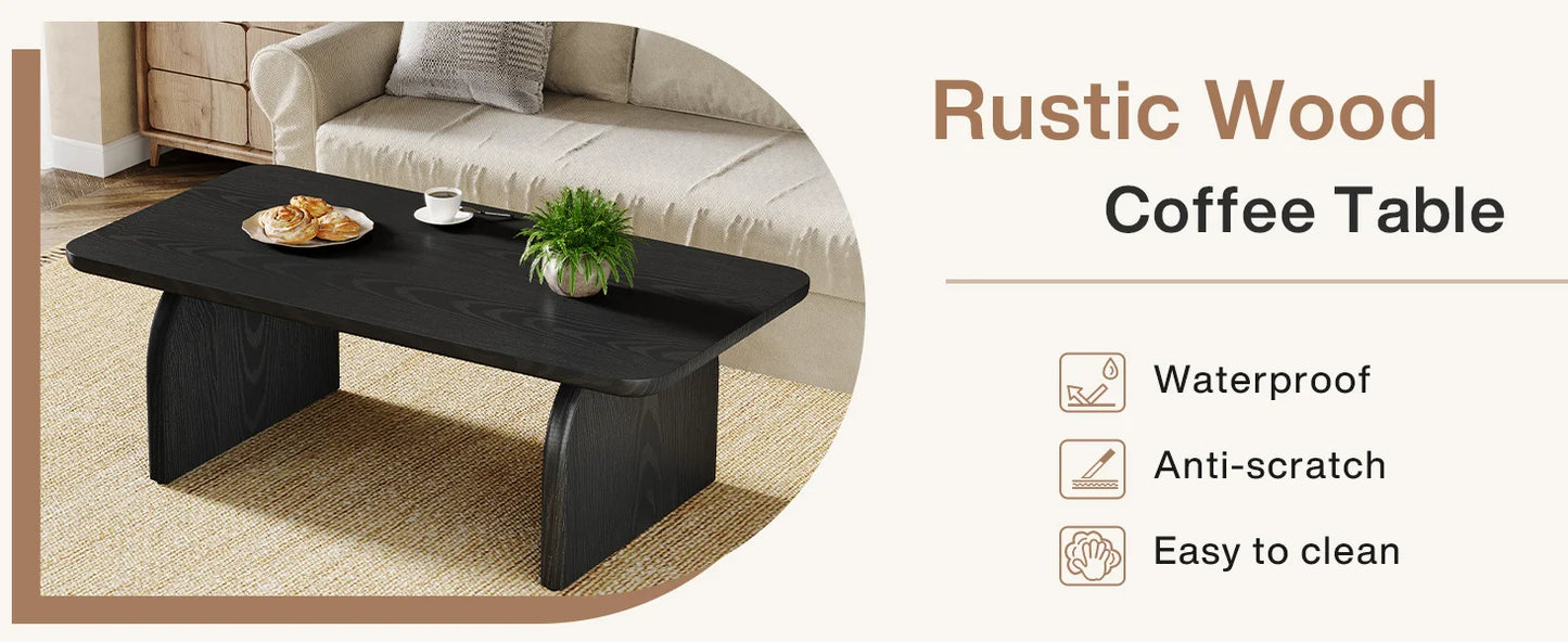 Table basse Adrien — bois, style rustique, rectangulaire