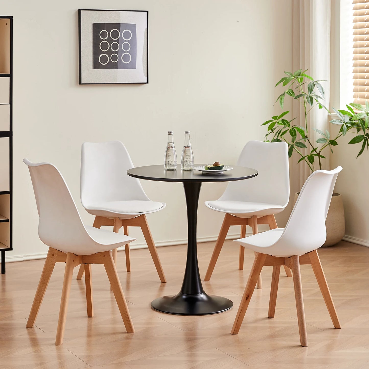 Table de salle à manger Claude — finition blanche, design contemporain, ronde