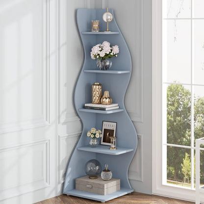 Bibliothèque Jules — design contemporain, rangement intégré, 5 niveaux, meuble d'angle