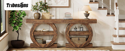 Console Franck — bois, métal, rangement intégré, 3 niveaux