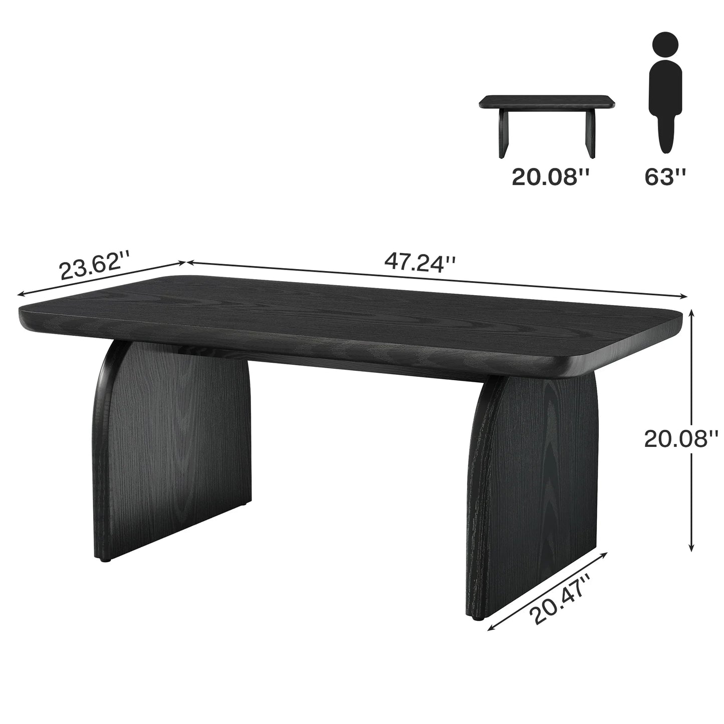 Table basse Adrien — bois, style rustique, rectangulaire