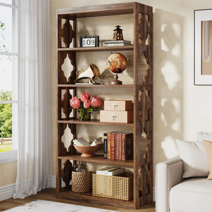 Bibliothèque Delphine — style industriel, rangement intégré, 6 niveaux, étagères ouvertes