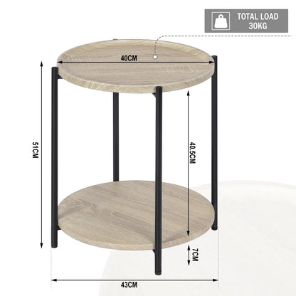 WOLTU Round Coffee Table with 2 Shelves Removable Table Top Sofa Telephone Tea Bedside Table for Living Room Bedroom Home