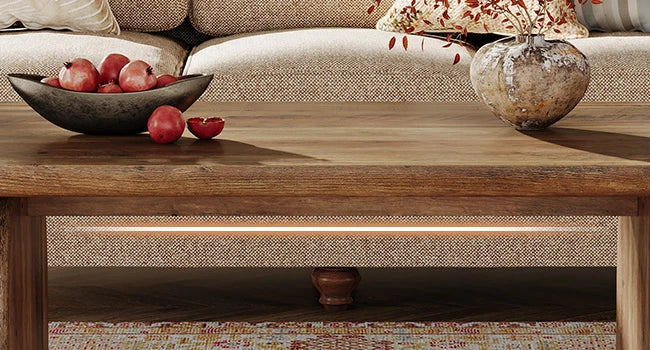 Table basse Adrien — bois, style rustique, rectangulaire