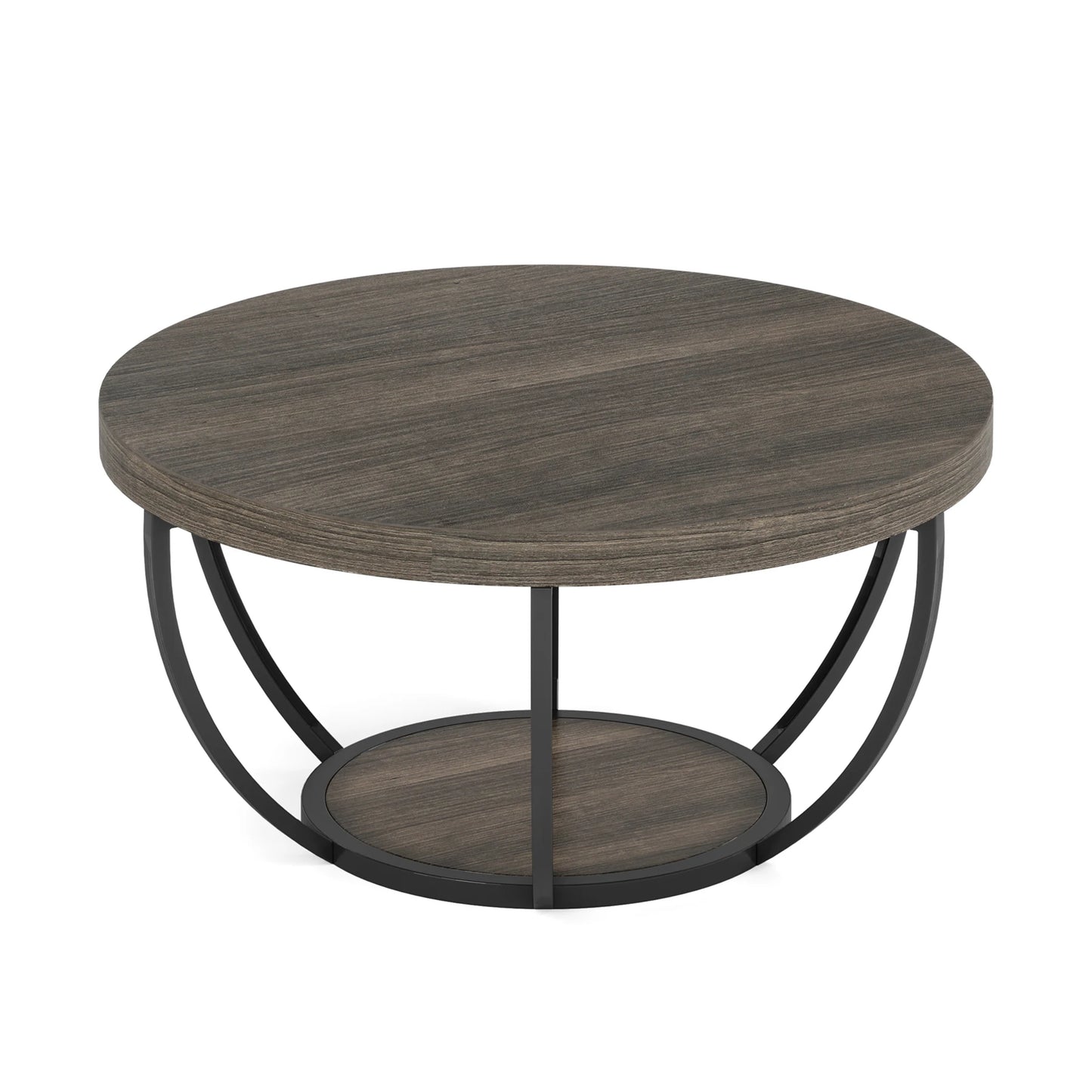 Table basse Marc — bois, style industriel, rangement intégré, 2 niveaux