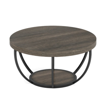 Table basse Marc — bois, style industriel, rangement intégré, 2 niveaux