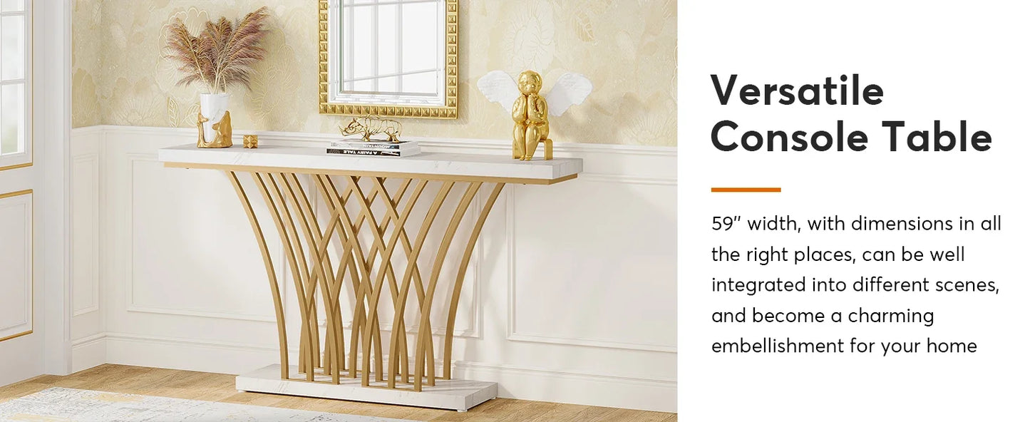 Console Priscille — finition dorée, métal, design contemporain