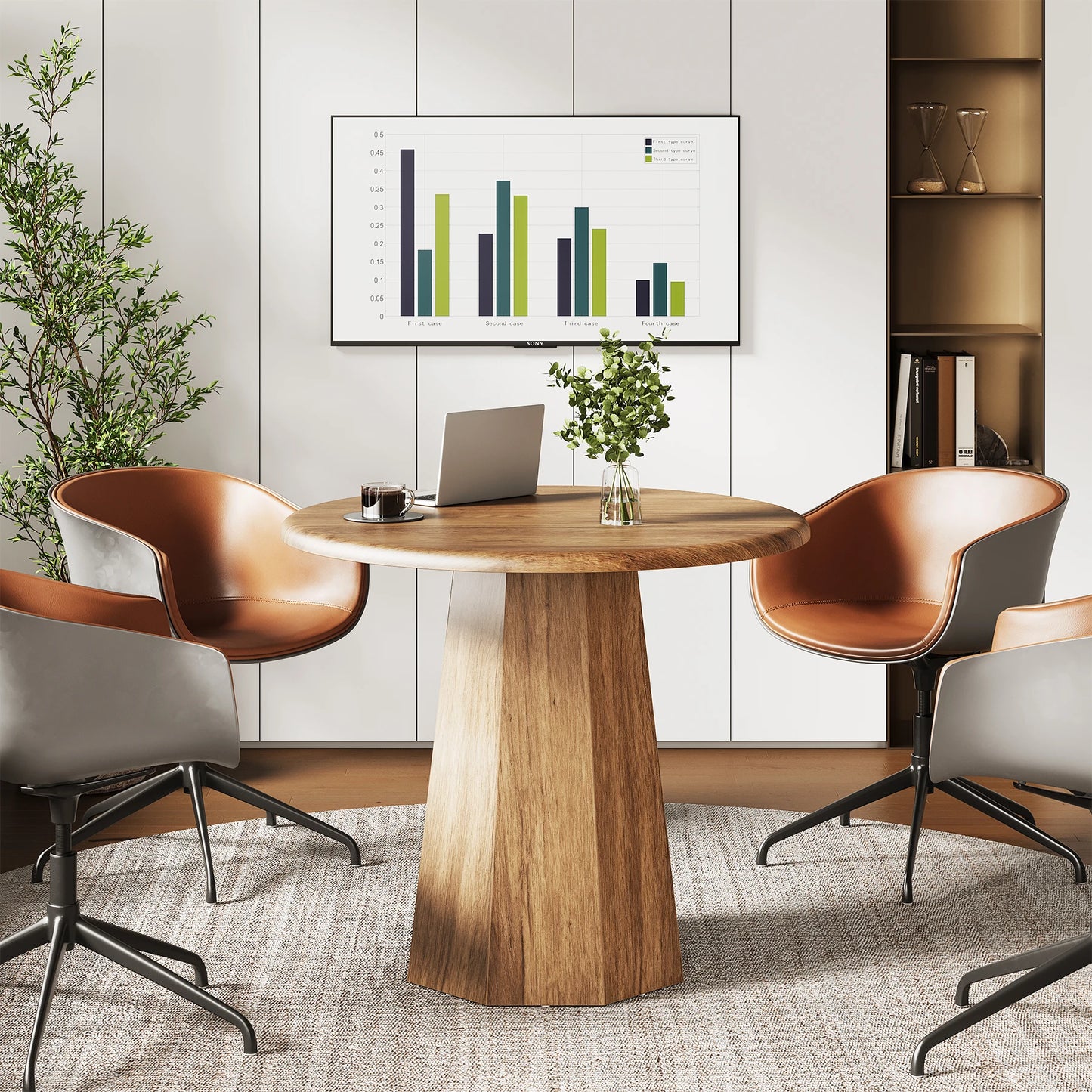 Table de salle à manger Ulysse — finition marron, ronde