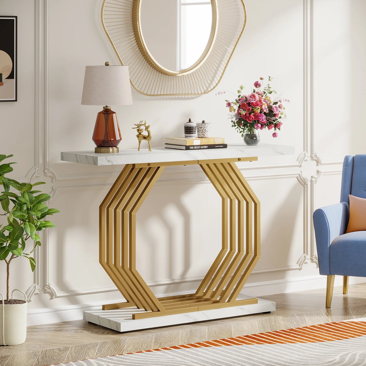 Console Maxime — finition dorée, design contemporain