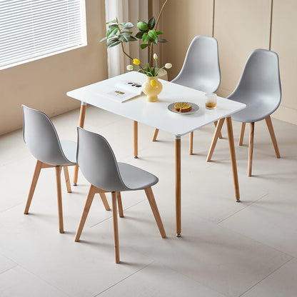 Chaise Dominique — finition blanche, bois, style nordique, rectangulaire