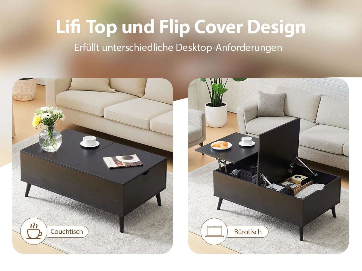 Lift Top Coffee Table with Storage, Wooden Sofa Side Tea Table for Living Room, Storage Cabinet with Hidden Compartments