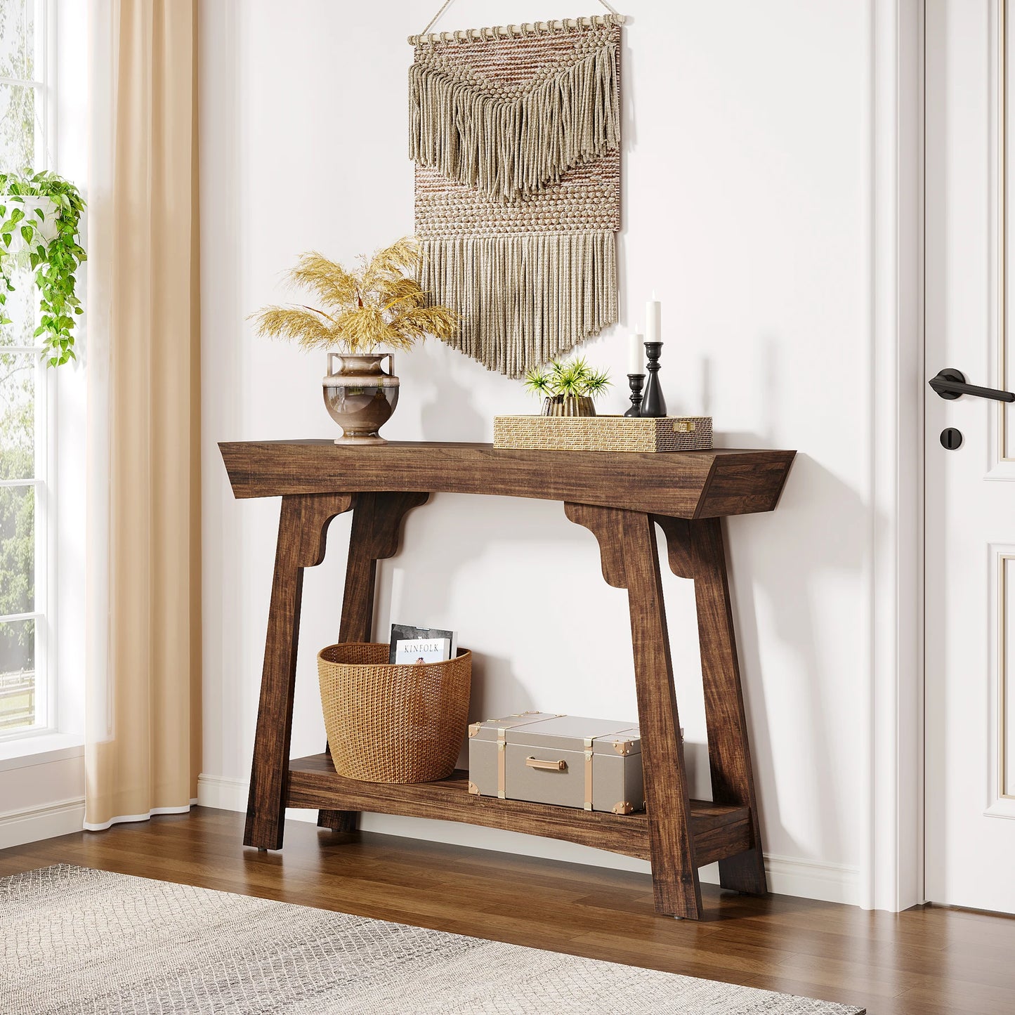 Console Baptiste — bois, métal, rangement intégré, 2 niveaux