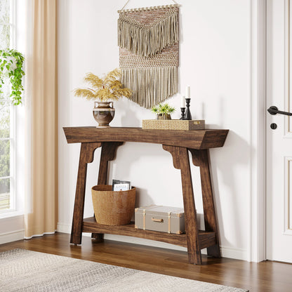 Console Baptiste — bois, métal, rangement intégré, 2 niveaux