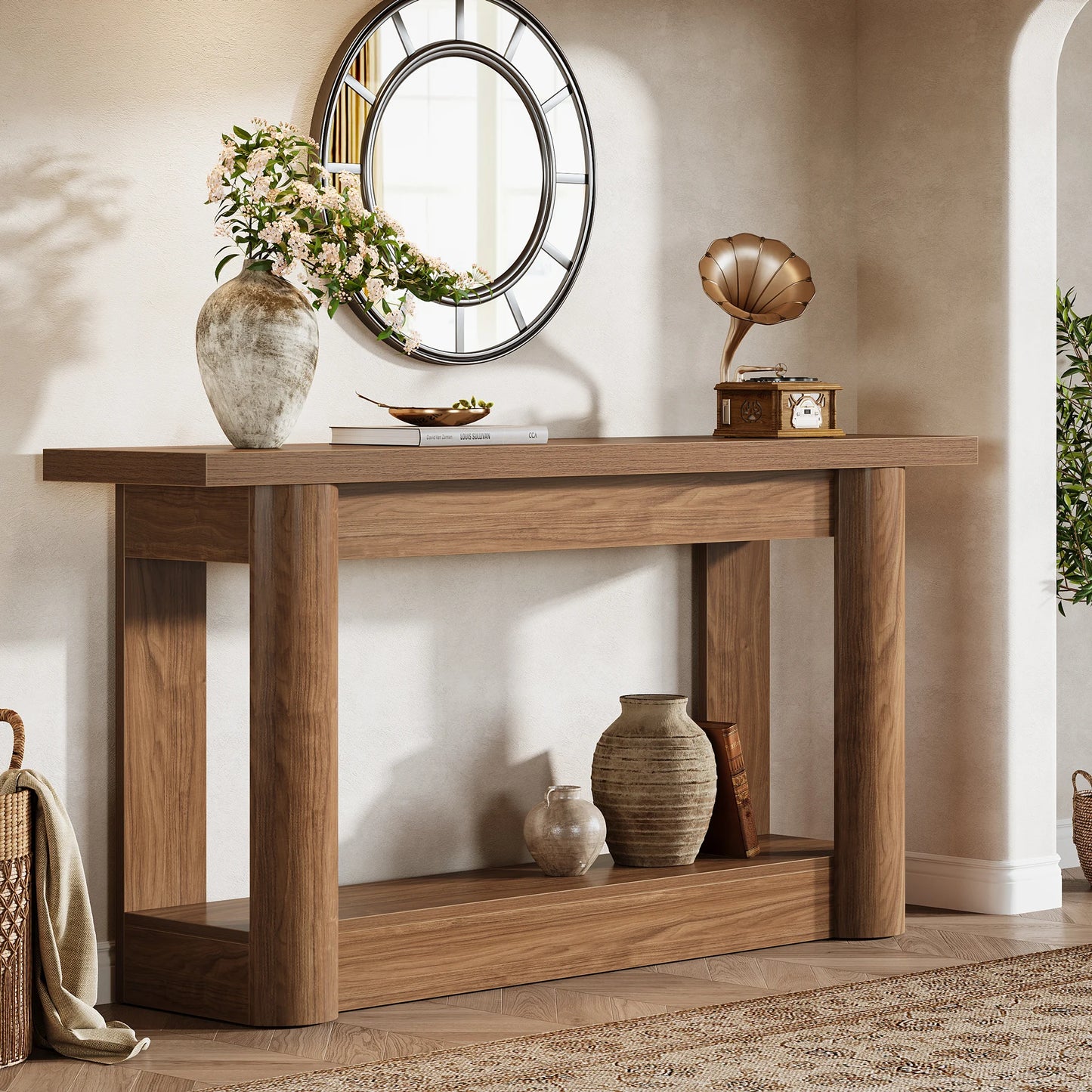 Console Christophe — métal, rangement intégré, 2 niveaux