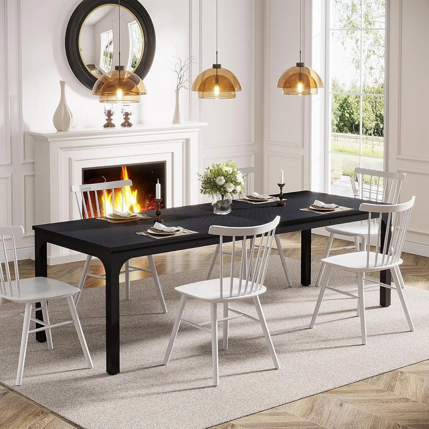 Table de salle à manger Émilie — bois, style industriel, rectangulaire