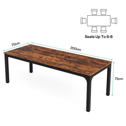 Table de salle à manger Émilie — bois, style industriel, rectangulaire