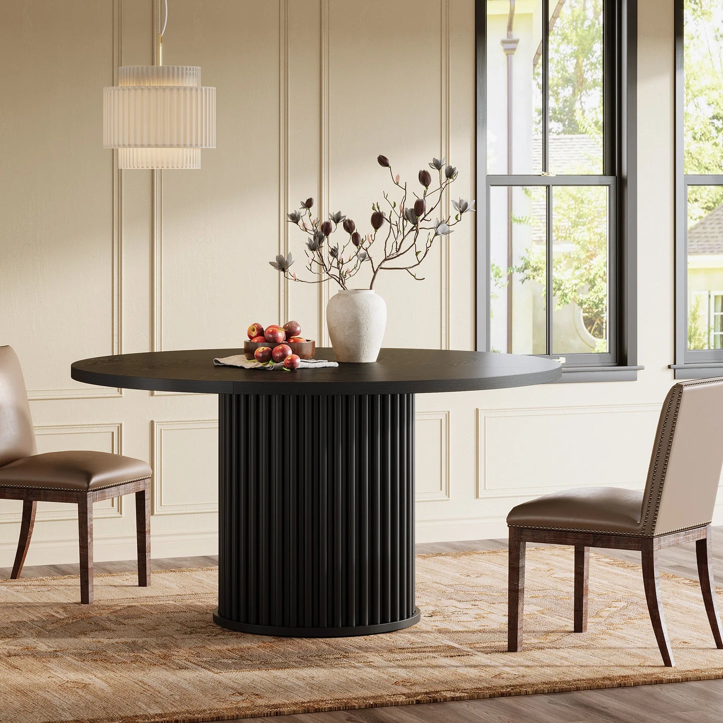 Table de salle à manger Jacinthe — finition noir, métal, ronde