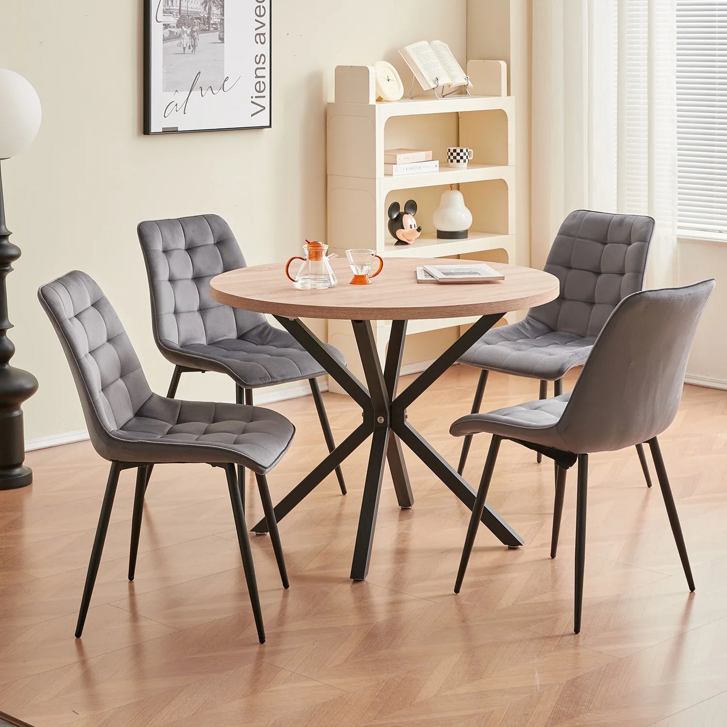 Chaise Florence — velours, métal, design contemporain, lot de 6