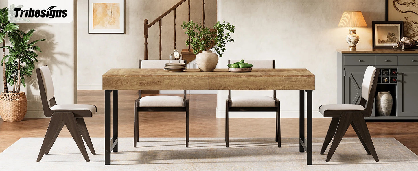 Table de salle à manger Wilfried — métal, style industriel, rectangulaire