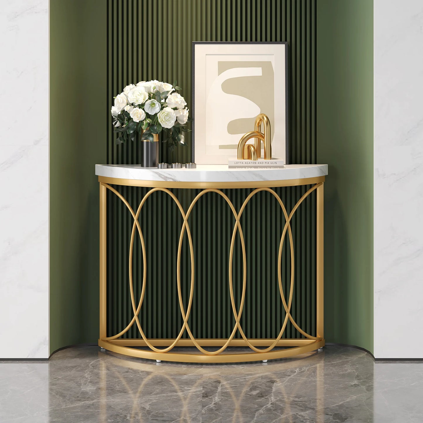 Console Michaël — finition dorée, métal, design contemporain