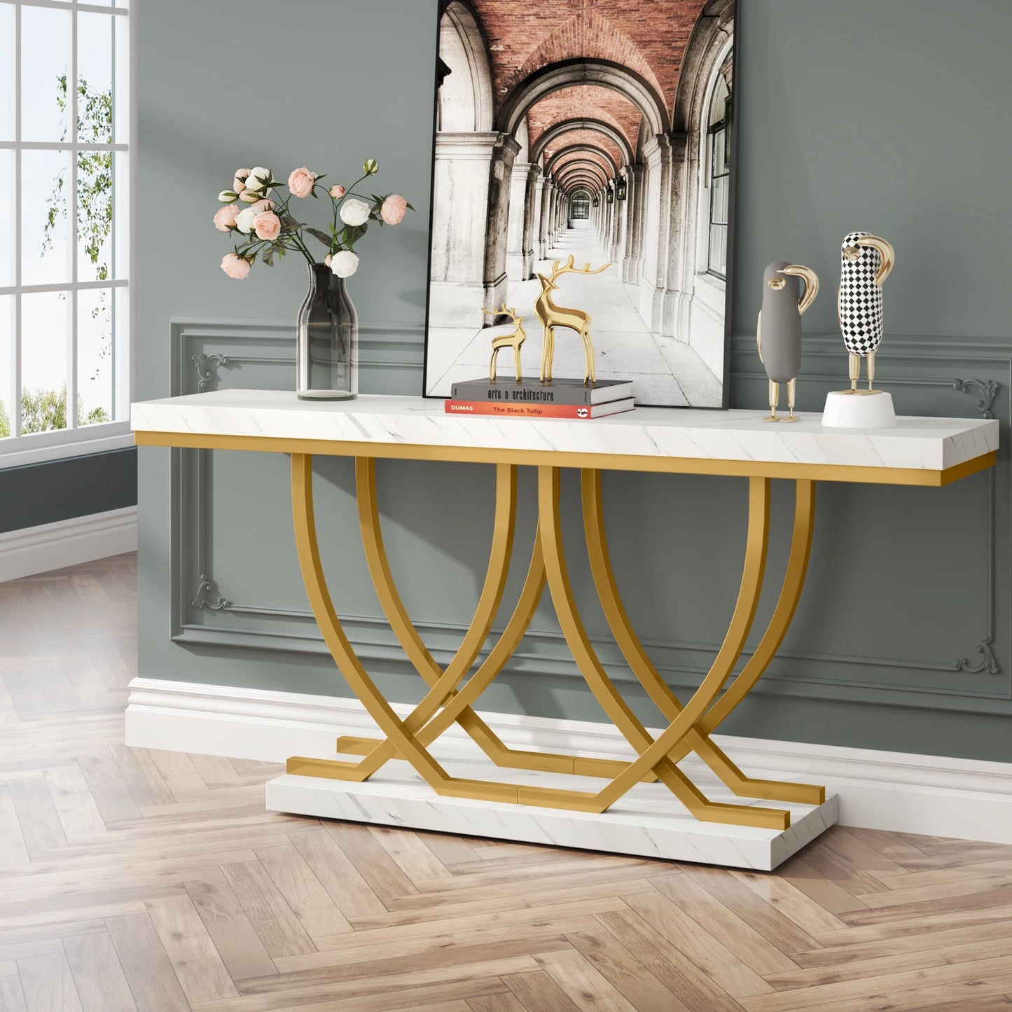 Console Maxime — finition dorée, design contemporain