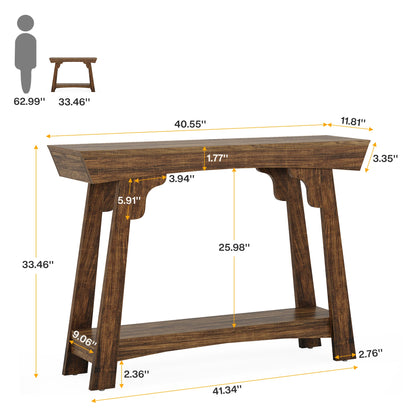 Console Baptiste — bois, métal, rangement intégré, 2 niveaux