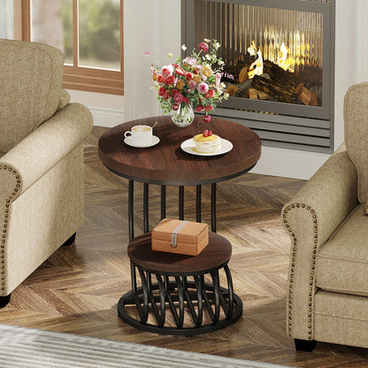 Table d'appoint Pénélope — finition dorée, marbre, design contemporain, rangement intégré