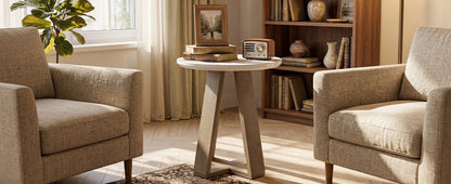 Table d'appoint Bertrand — finition blanche, design contemporain, ronde