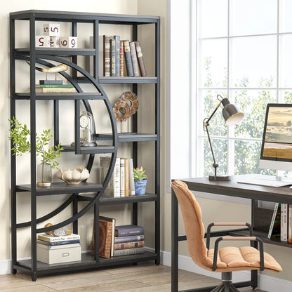 Bibliothèque Muriel — style industriel, rangement intégré, 5 niveaux, étagères ouvertes