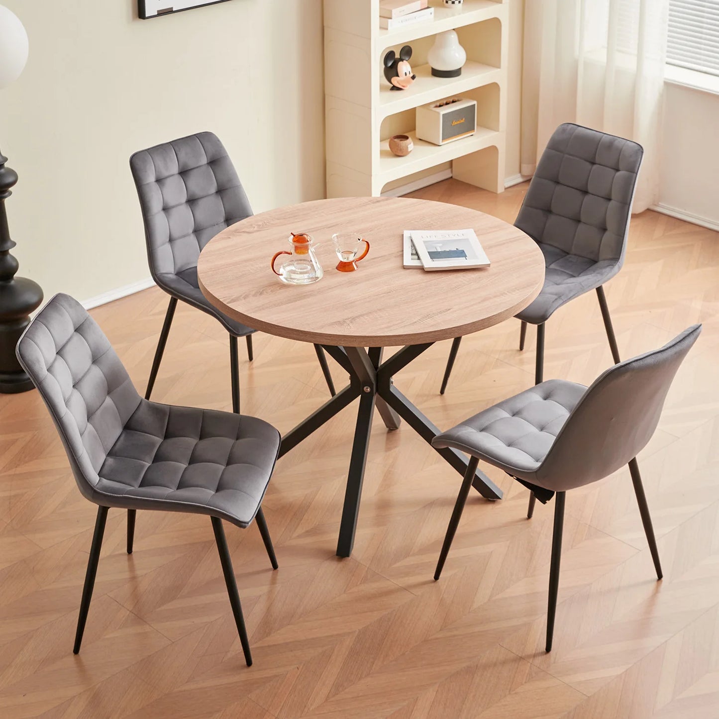 Chaise Florence — velours, métal, design contemporain, lot de 6
