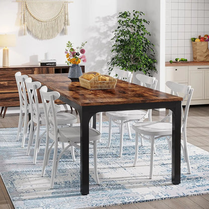 Table de salle à manger Émilie — bois, style industriel, rectangulaire