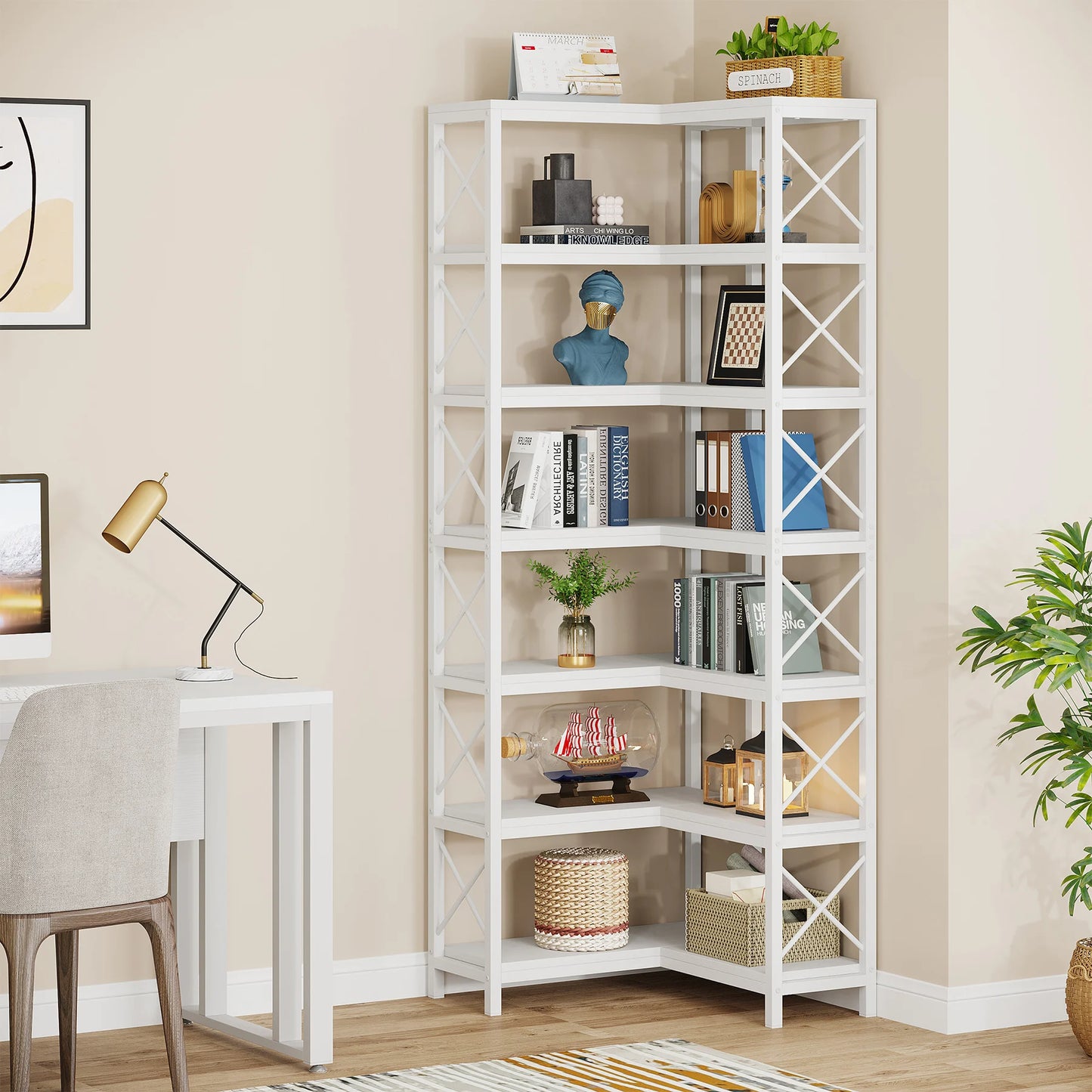 Bibliothèque Hadrien — métal, design contemporain, rangement intégré, 7 niveaux