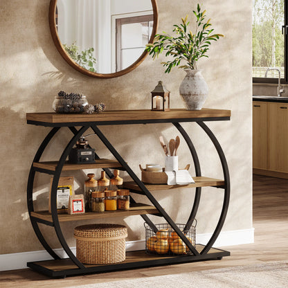 Console Antoine — bois, style rustique, rangement intégré, étagères ouvertes