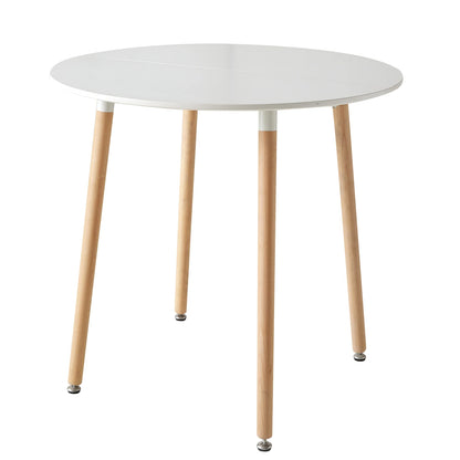 Table de salle à manger Coralie — finition blanche, bois massif, style nordique, ronde