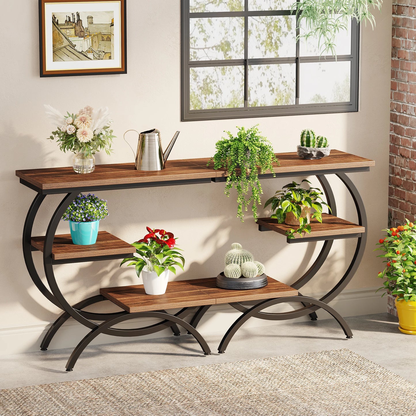Table d'appoint Tanguy — bois, style industriel, rangement intégré, 3 niveaux