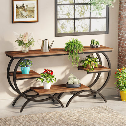 Table d'appoint Tanguy — bois, style industriel, rangement intégré, 3 niveaux