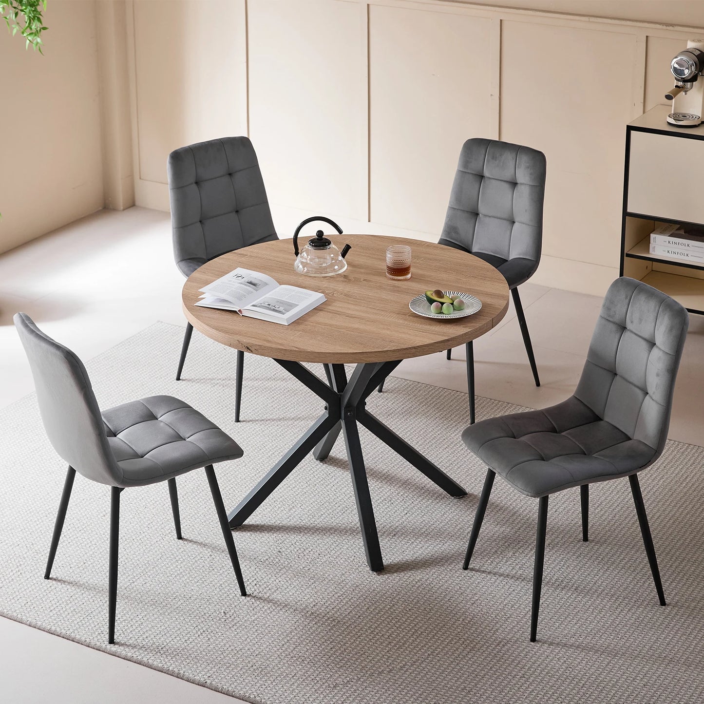 Chaise Tristan — velours, métal, lot de 6