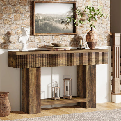 Console Ophélie — bois, style rustique, rangement intégré, 2 niveaux