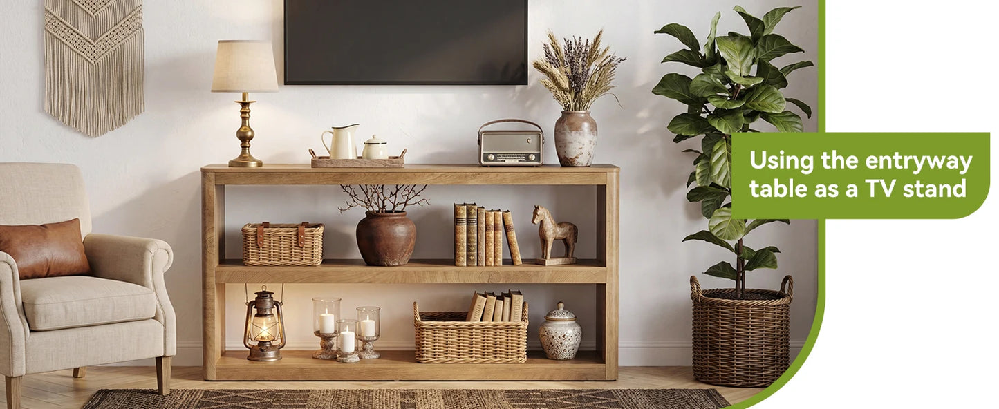 Console Élise — design contemporain, rangement intégré, étagères ouvertes