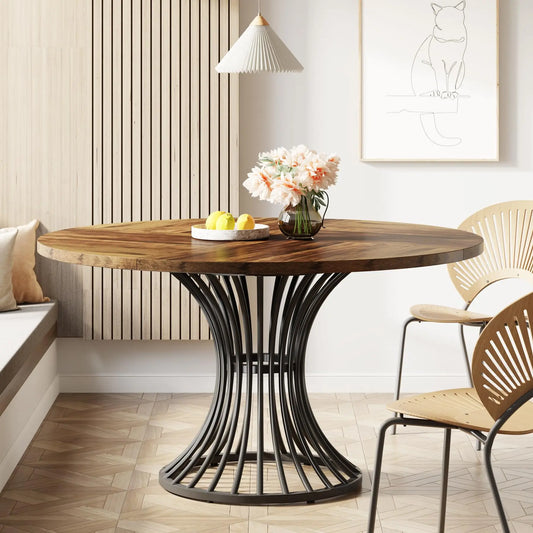 Table de salle à manger Yolande — métal, style industriel, ronde