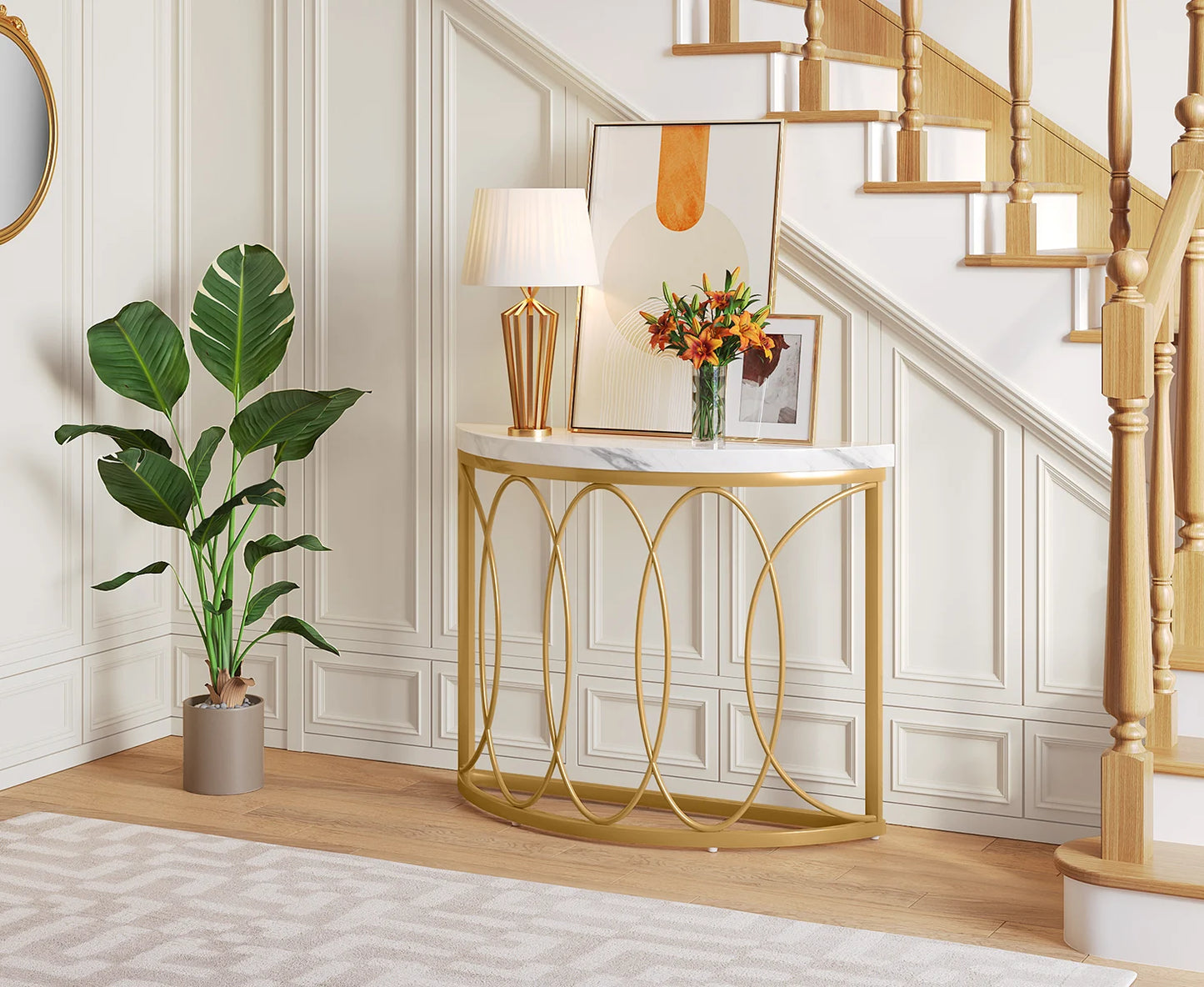 Console Michaël — finition dorée, métal, design contemporain