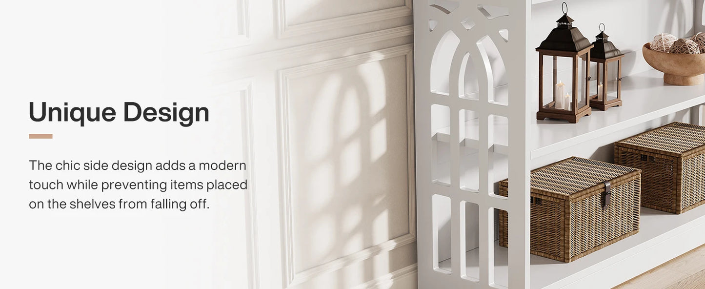Console Sylvain — finition blanche, design contemporain, rangement intégré, 3 niveaux