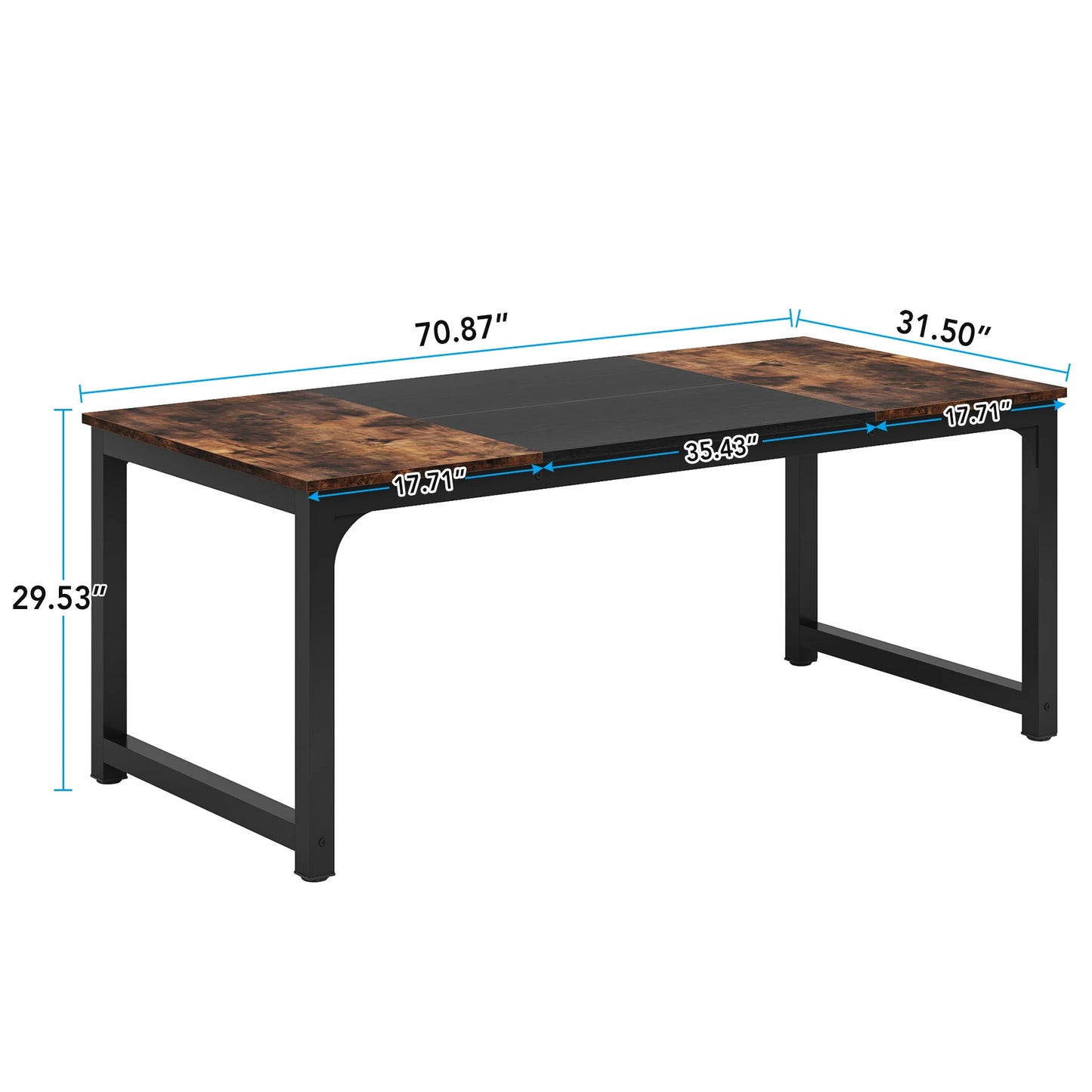 Table de salle à manger Gabriel — style industriel, rectangulaire