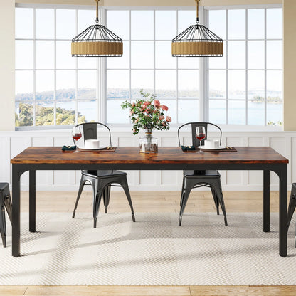 Table de salle à manger Émilie — bois, style industriel, rectangulaire