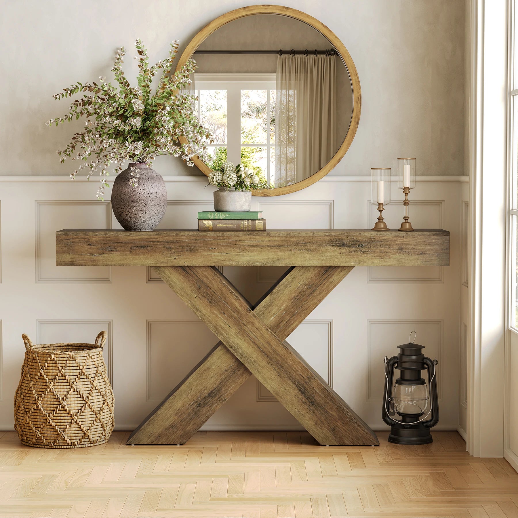 Console Rémi — finition marron, style rustique