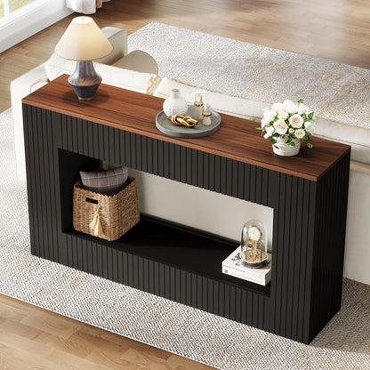 Console Damien — finition noir, bois, design contemporain, rangement intégré
