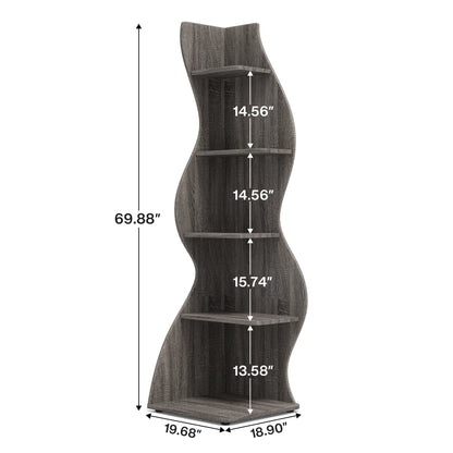 Bibliothèque Jules — design contemporain, rangement intégré, 5 niveaux, meuble d'angle