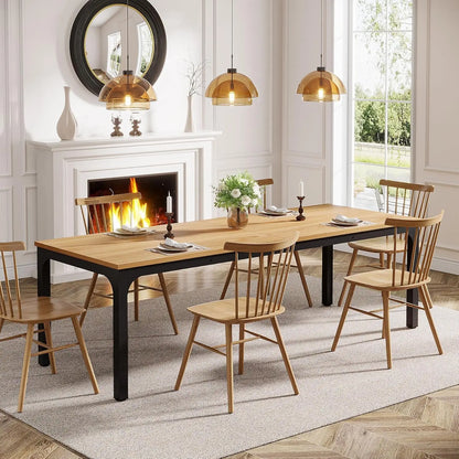 Table de salle à manger Émilie — bois, style industriel, rectangulaire